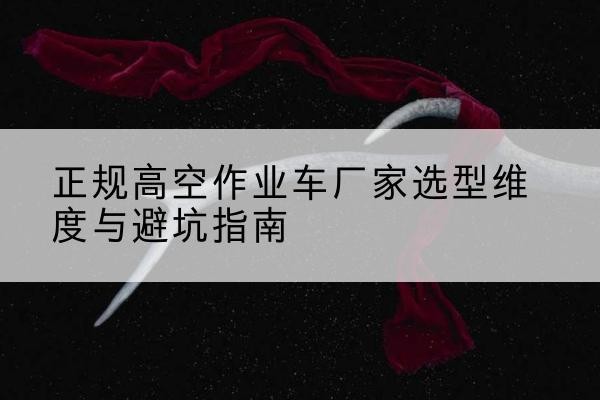 镇原高空作业车厂家-正规选型维度与避坑指南